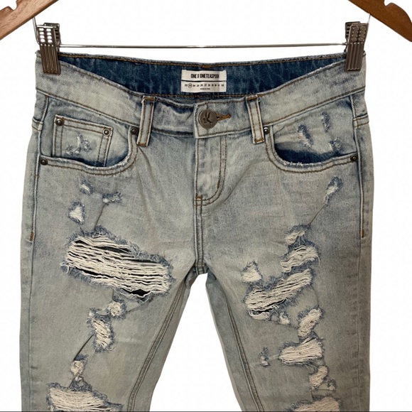 One Teaspoon Awesome Baggies Denim Jeans Size 23 Blue Hart - Picture 5 of 11
